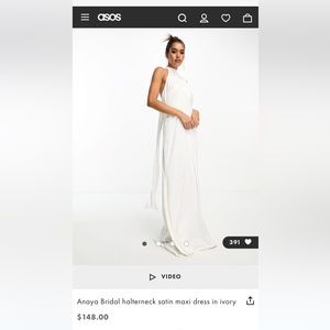 ASOS Anaya Bridal halterneck satin maxi dress in ivory